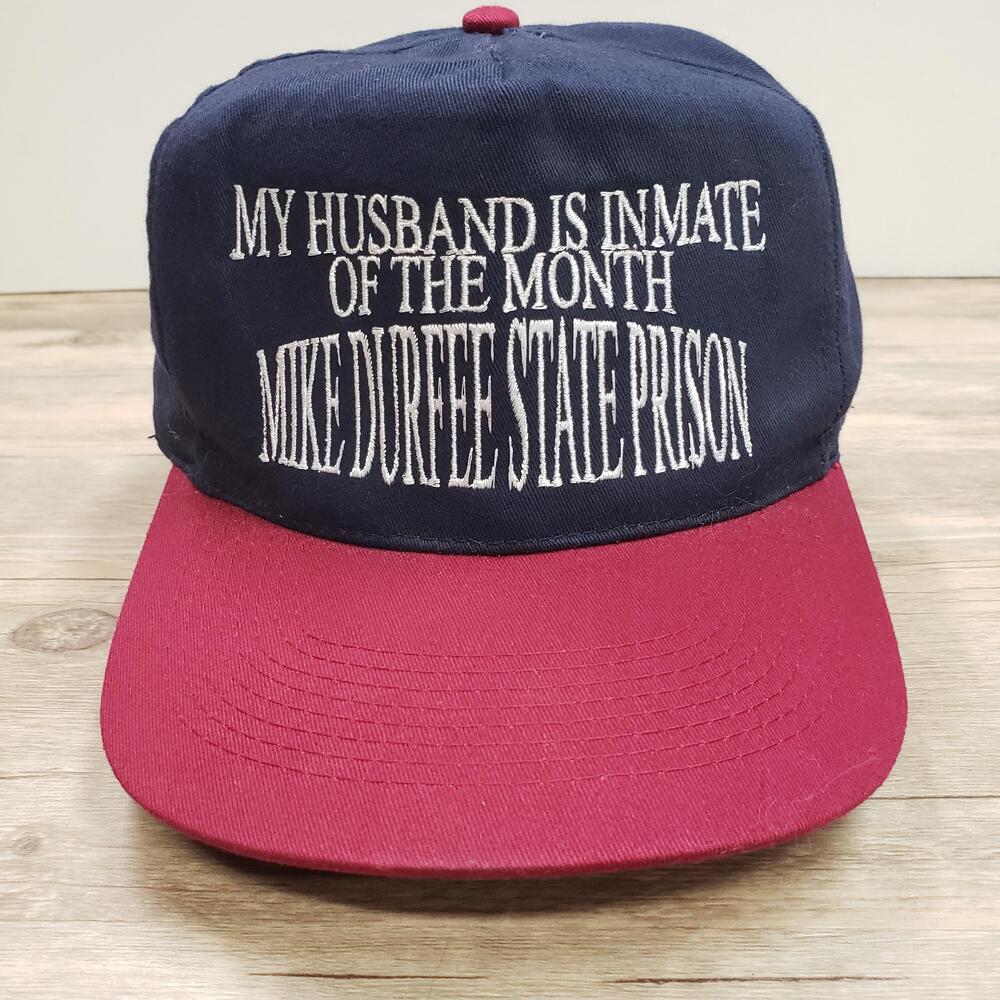 My Husband Is Inmate Of The Month Mike Durfee Hat Cap Strap Back Blue Otto OS